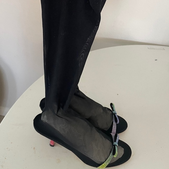 MARCO de VINCENZO Sheer Mesh Swarovski Crystal Stocking Boot Size 39 - Picture 9 of 14